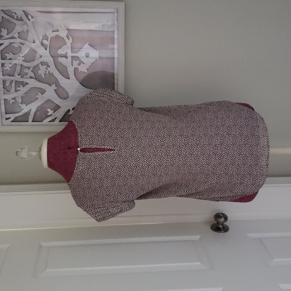 Lily White Polka Dot Blouse Size M Tan & Black - Picture 3 of 6